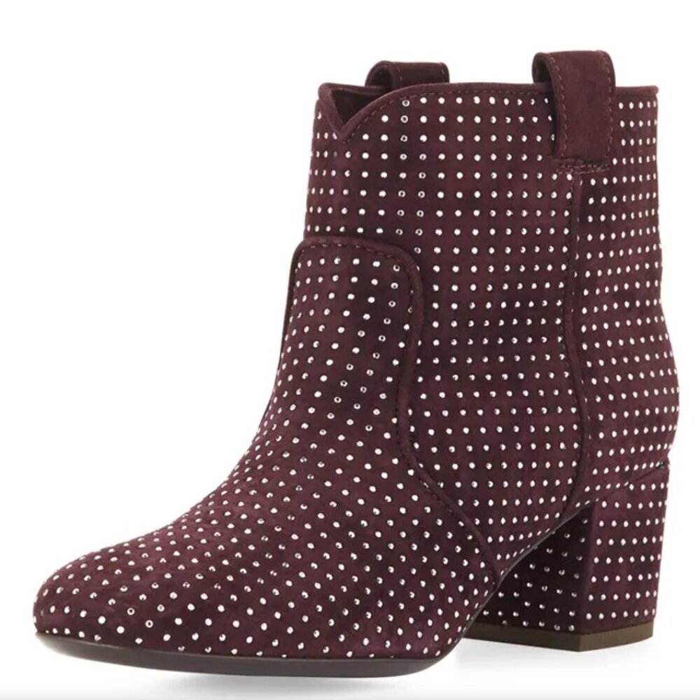 Laurence Dacade EU 41 Belen Suede Ruthenium Studs in Wine 2" heel